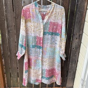 Johnny Was Workshop Marseille Garden Seaside Patchwork Print Dress In Sz S